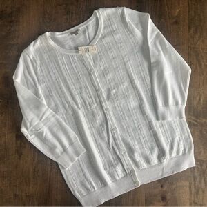NWT Talbots Beaded Sequin White Cardigan / Medium